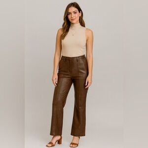 Brown Croc-Embossed Pants